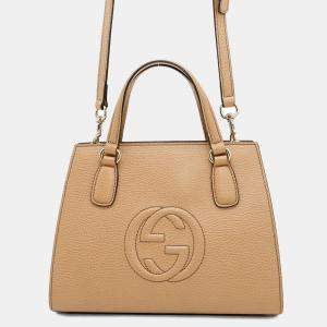Gucci Beige Leather Soho Interlocking 2Way Tote Bag