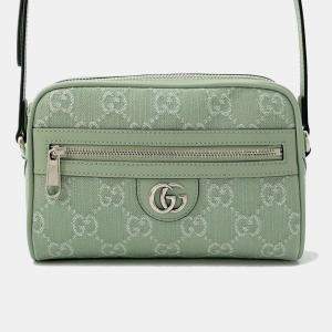 Gucci Paille Green GG Supreme Canvas Leather Ophidia Mini Shoulder Bag