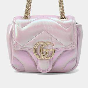 Gucci Pink Leather GG Marmont Quilted Mini Shoulder Bag