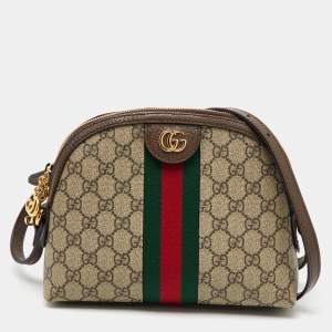 Gucci Beige/Brown GG Supreme Canvas and Leather Ophidia Bag