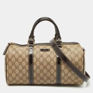 Gucci Beige/Brown GG Supreme Canvas and Leather Medium Joy Boston Bag