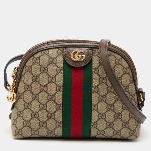 Gucci Beige/Brown GG Supreme Canvas and Leather Ophidia Bag