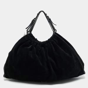 Gucci Black Suede Gathered Tote