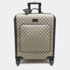 Gucci Beige/Black GG Supreme and Leather Small Cabin Trolley
