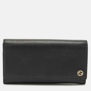 Gucci Black Leather GG Marmont Continental Wallet