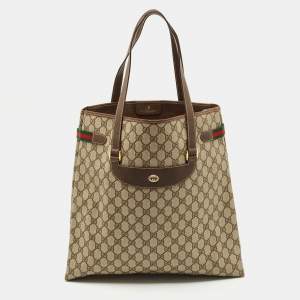 Gucci Brown/Beige GG Supreme Canvas Web Sherry Line Tote