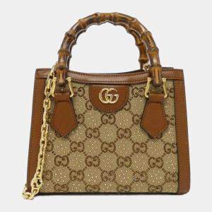 Gucci Diana Brown Canvas Leather Handbag