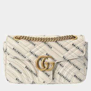 Gucci Gg Marmont Balenciaga Collaboration Small Shoulder Bag Ivory Leather Bag