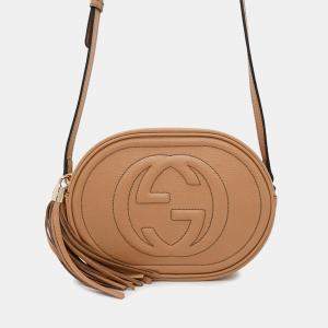 Gucci Soho Interlocking G Shoulder Bag Beige Leather