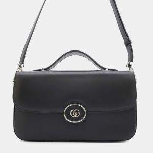 Gucci Petite Gg 2Wayshoulder Bag Black Calf Leather Size Small