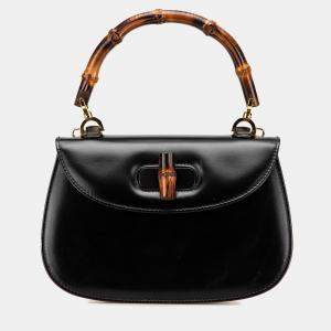 Gucci Black Calfskin Bamboo Night Handbag