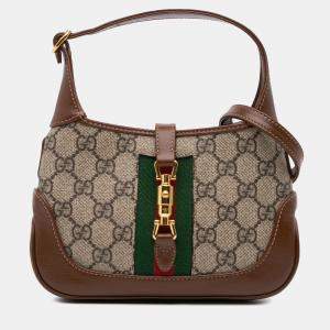 Gucci Brown Mini GG Supreme Jackie 1961 Crossbody Shoulder Bag