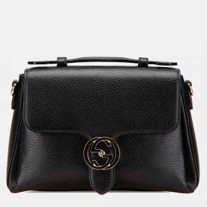 Gucci Black Small Dollar Calf Interlocking G Satchel