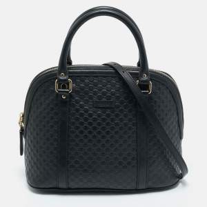 Gucci Black Microguccissima Leather Nice Dome Satchel