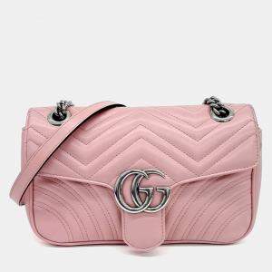Gucci Pink Leather Marmont Matrasse Shoulder Bag