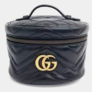 Gucci Black Leather Marmont Matrasse Backpack