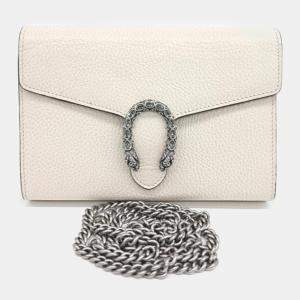 Gucci White Leather Dionysus Mini Chain Bag