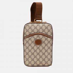 Gucci Brown GG Supreme Interlocking G Sling Bag