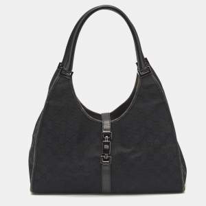 Gucci Black GG Canvas and Leather Jackie O Hobo