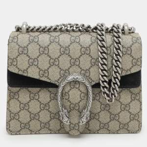 Gucci Beige/Black GG Supreme Canvas and Suede Mini Dionysus Shoulder Bag