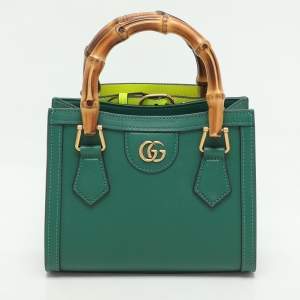 Gucci Green Leather Mini Diana Tote
