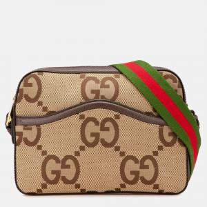 Gucci Beige/Brown Jumbo GG Canvas Web Crossbody