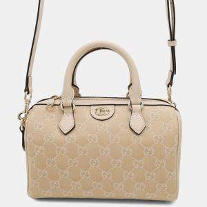 Gucci Ophidia Beige Gg Canvas Leather 2Way Tote