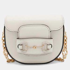 Gucci Horsebit 1955 White Leather Belt Bag 
