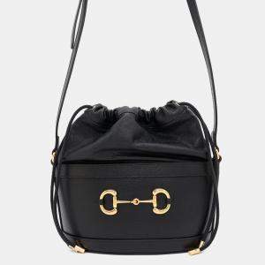 Gucci Horsebit 1955 Black Leather Bucket Shoulder Bag