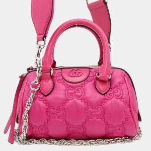 Gucci GG Matelassé Pink Nylon and Leather 2Way Handbag