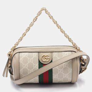 Gucci Ophidia Gg Supreme Mini Shoulder Bag Coated Canvas Leather Beige Multicolor