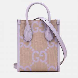 Gucci Beige/Purple Mini Jumbo GG Canvas Interlocking G Satchel