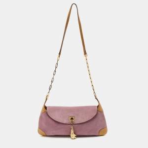 Gucci Purple/Tan Suede Tiger Charm Shoulder Bag