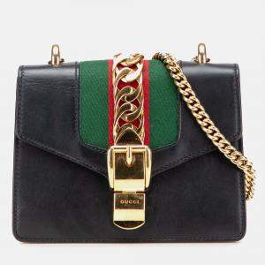 Gucci Black Mini Sylvie Leather Chain Crossbody Bag