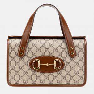 Gucci Beige Small GG Supreme Horsebit 1955 Satchel