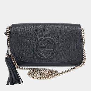 Gucci Black Leather Soho Chain Crossbody Bag