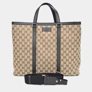Gucci Beige Jacquard Tote and Shoulder Bag