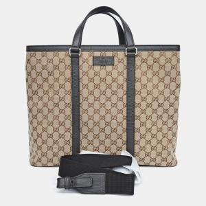 Gucci Beige Jacquard Jacquard Tote and Shoulder Bag