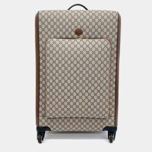 Pre Owned Gucci Beige PVC GG Supreme Large Trolley