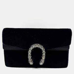Pre Owned Gucci Dionysus Black Velvet Super Mini Shoulder Bag