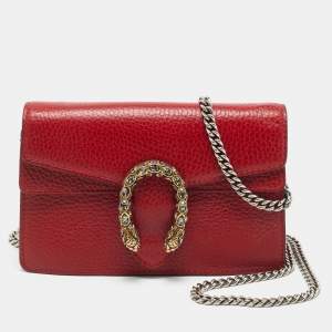 Gucci Red Leather Mini Dionysus Chain Bag