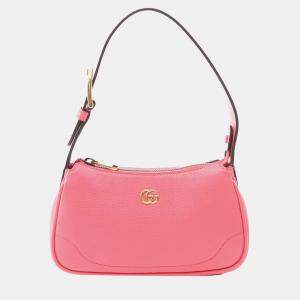 Pre Owned Gucci Pink Mini Leather Aphrodite Shoulder Bag