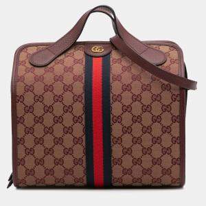 Gucci Red Mini GG Canvas Ophidia Web Duffle Bag
