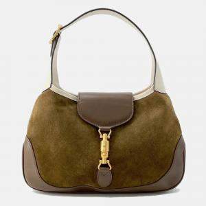 Pre Owned Gucci Jackie Vintage Brown Suede Leather Shoulder Bag