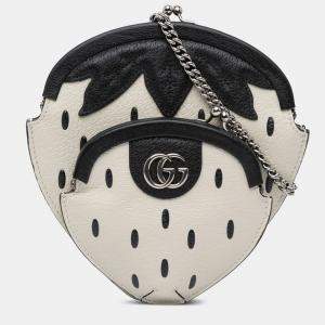 Gucci White Leather Fruittini Strawberry Crossbody Bag