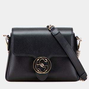 Gucci Black Small Dollar Calfskin Interlocking G Crossbody Bag