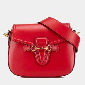 Gucci Red Medium Leather Lady Web Crossbody
