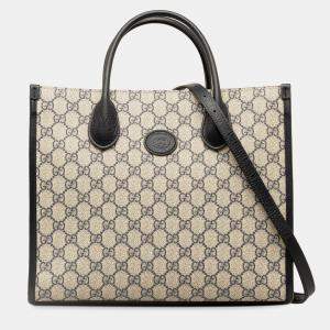 Gucci Beige/Black Small GG Supreme Interlocking G Tote