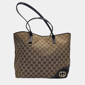Gucci Britt GG Canvas Leather Tote Bag
