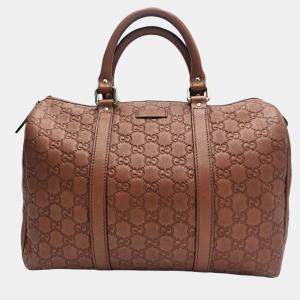 Gucci Joy Brown Guccissima Leather Boston Bag